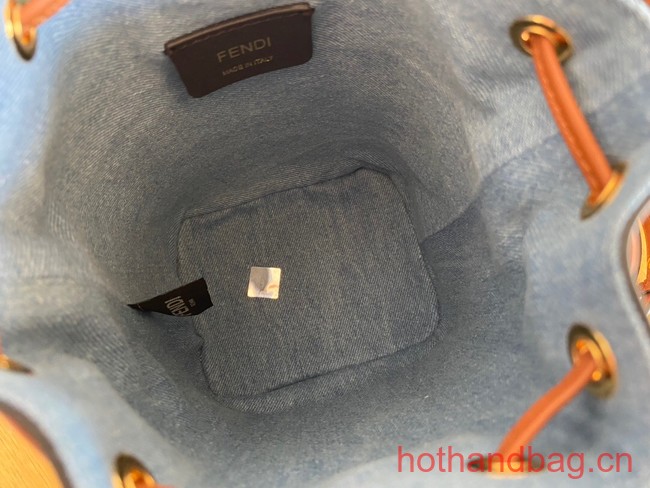 Fendi Mon Tresor fabric mini bag with FF motif 0111 blue