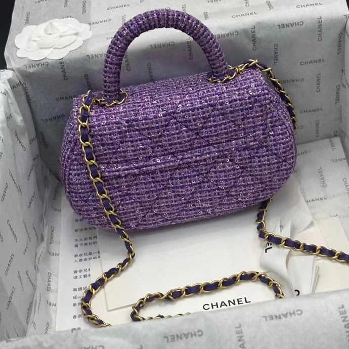 Chanel SMALL BAG WITH TOP HANDLE AS4573 Purple & Silver