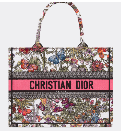 MEDIUM DIOR BOOK TOTE White Multicolor Mexico Millefiori Embroidery M1296ZEBJ