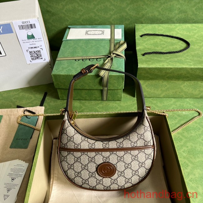 Gucci HALF-MOON-SHAPED MINI BAG WITH INTERLOCKING G 726843 brown