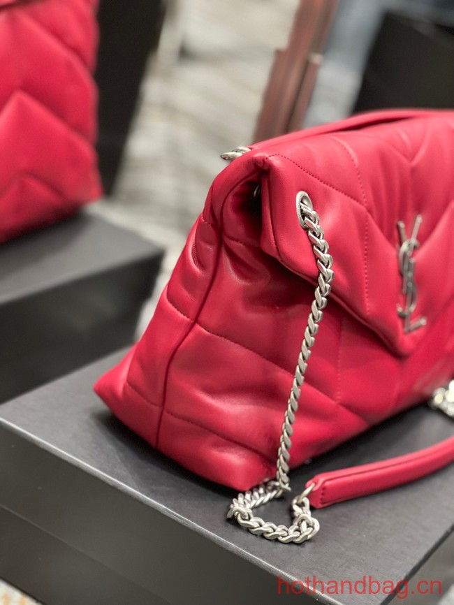 Yves Saint Laurent PUFFER SMALL CHAIN BAG IN QUILTED LAMBSKIN Y577475 red