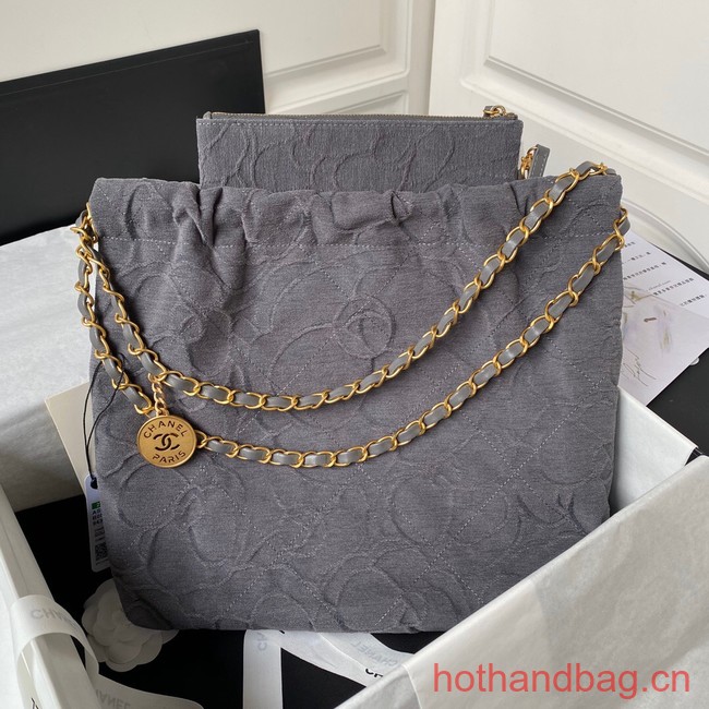 CHANEL 22 HANDBAG Tweed AS3260 gray