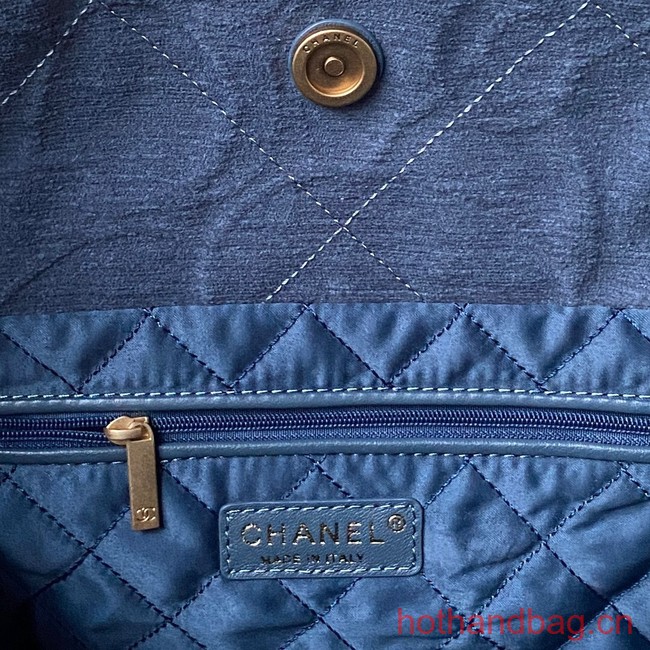 CHANEL 22 HANDBAG Tweed AS3261 blue