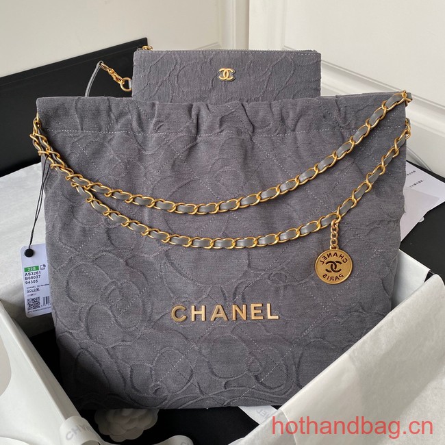 CHANEL 22 HANDBAG Tweed AS3261 gray