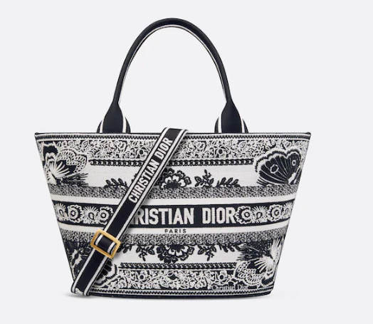 Dior HAT BASKET BAG White and Black Butterfly Bandana Embroider M1328CES