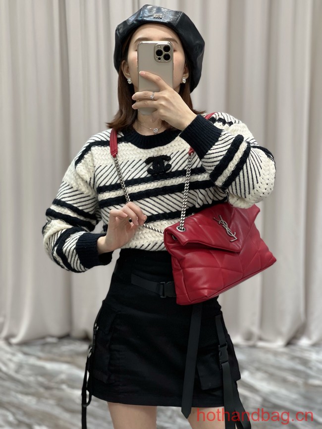 SAINT LAUREN PUFFER SMALL CHAIN BAG Y777476 red