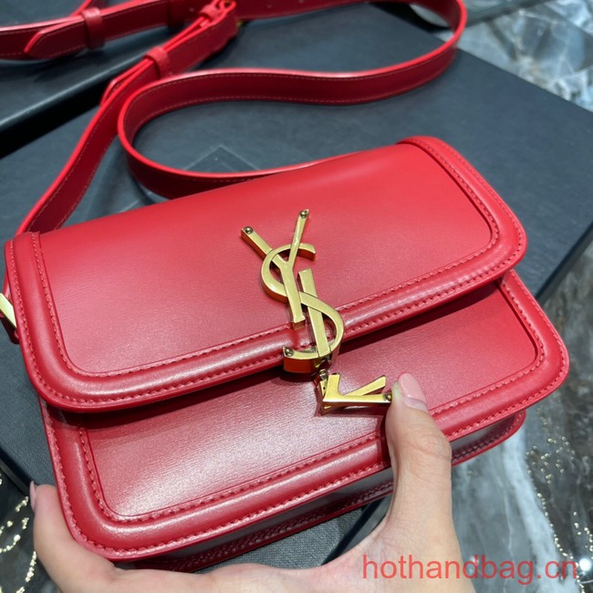 SAINT LAURENT SOLFERINO SMALL SATCHEL IN BOX LEATHER 634306 RED