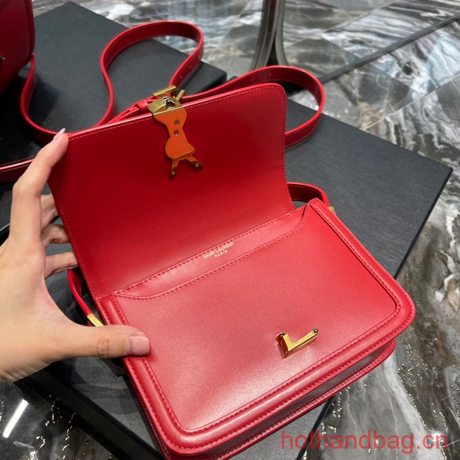 SAINT LAURENT SOLFERINO SMALL SATCHEL IN BOX LEATHER 634306 RED