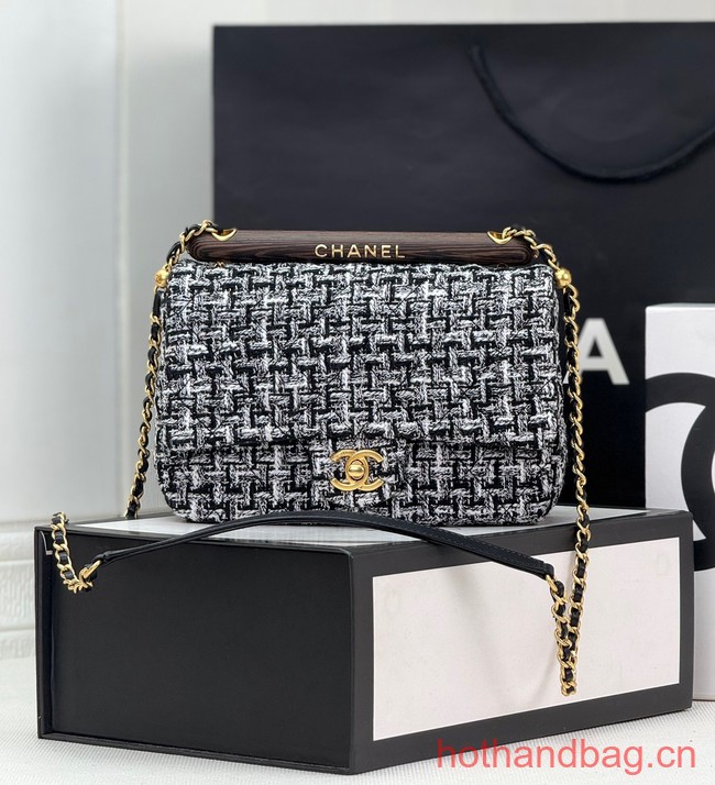 Chanel Tweed CLUTCH WITH CHAIN AS4151 black