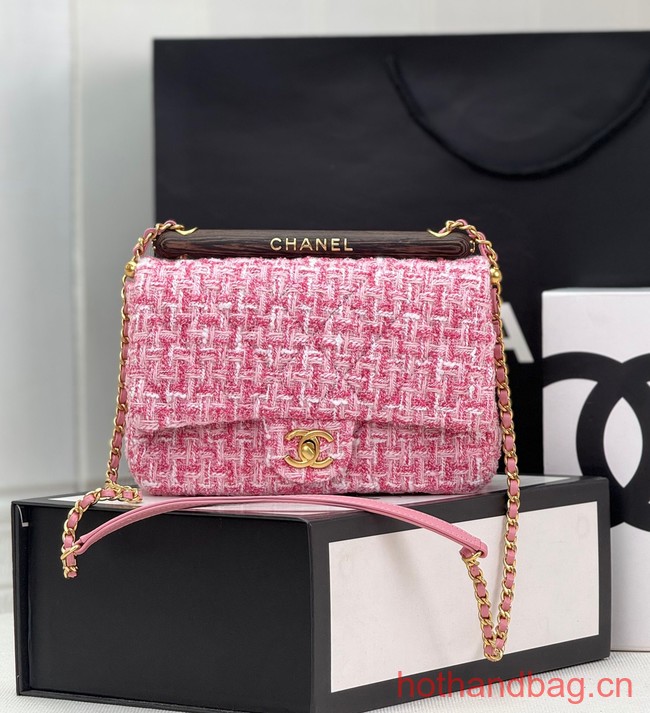 Chanel Tweed CLUTCH WITH CHAIN AS4151 pink