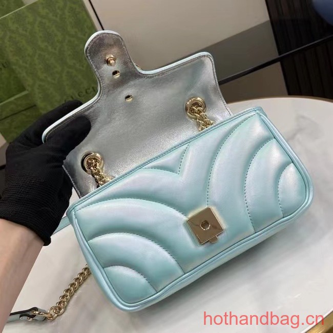 Gucci GG MARMONT MINI SHOULDER BAG 446744 Blue iridescent