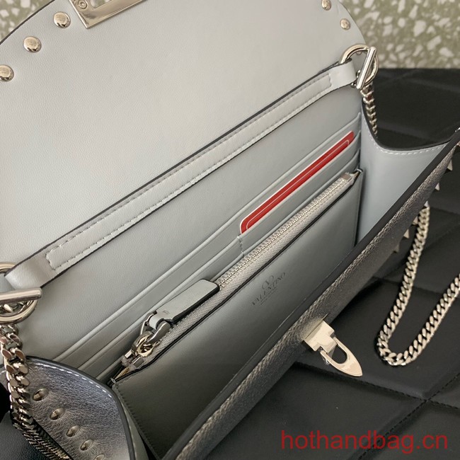 VALENTINO GARAVANI Loco Calf leather bag 0059 silver