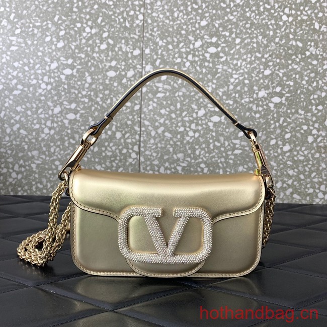 VALENTINO V logo MINI LOCO sheepskin bags B0L97 Champagne gold