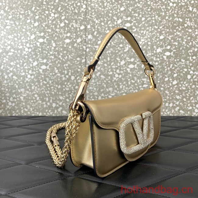 VALENTINO V logo MINI LOCO sheepskin bags B0L97 Champagne gold