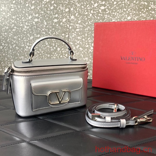 VALENTINO Mini LOCO calfskin box bag HT098 silver