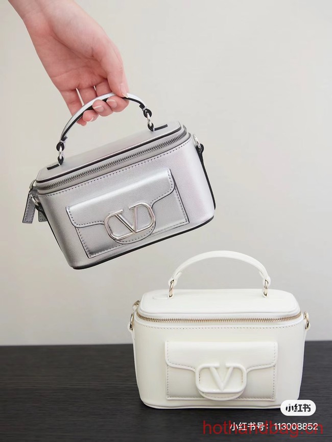 VALENTINO Mini LOCO calfskin box bag HT098 silver