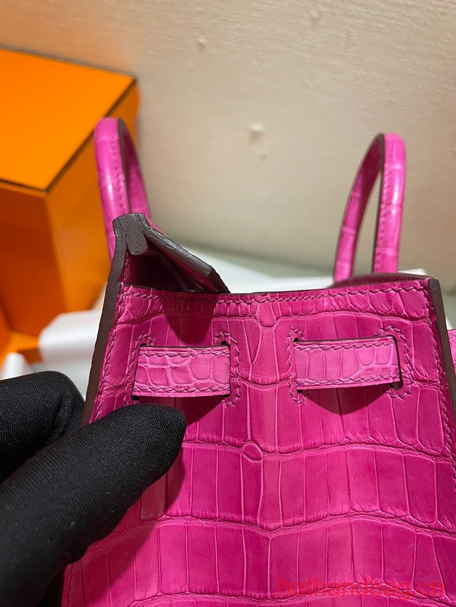 Hermes Birkin 25CM Original Crocodile Leather Bag 5533 Fuchsia