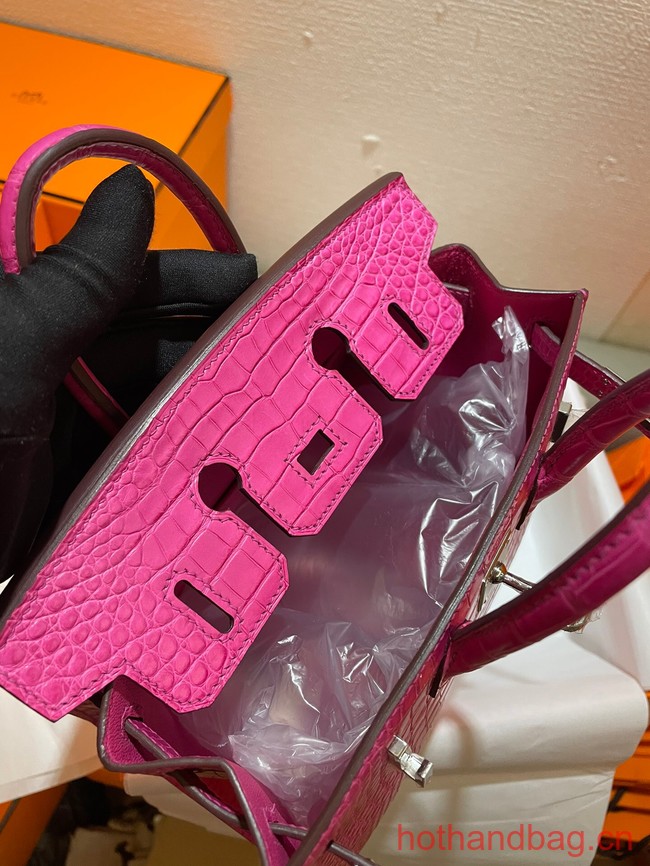 Hermes Birkin 25CM Original Crocodile Leather Bag 5533 Fuchsia