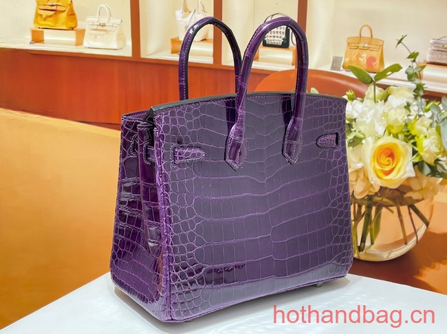 Hermes Birkin 30CM Original Crocodile Leather Bag 5530 Deep Purple