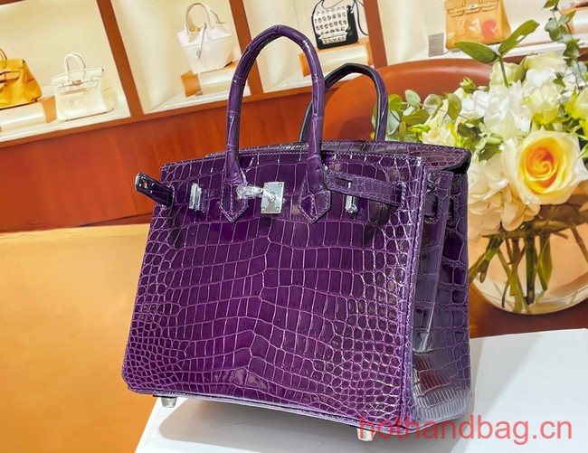 Hermes Birkin 30CM Original Crocodile Leather Bag 5530 Deep Purple