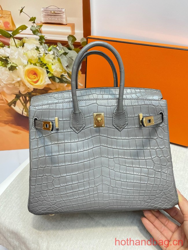 Hermes Birkin 30CM Original Crocodile Leather Bag 5530 gray