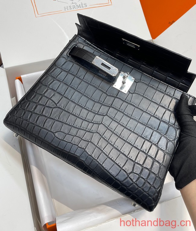 Hermes original Kelly Crocodile Leather 5525 black