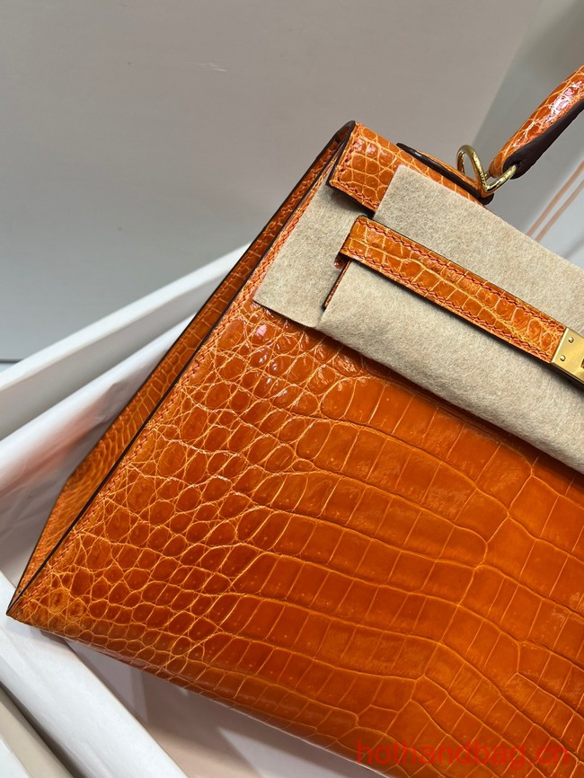 Hermes original Kelly Crocodile Leather 5525 orange