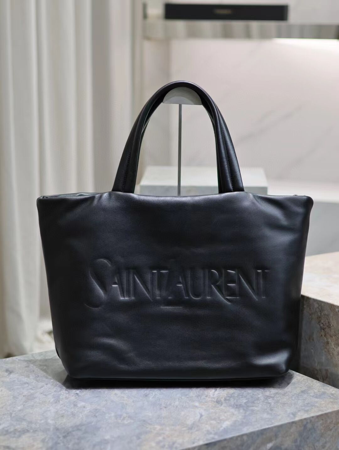 SAINT LAURENT TOTE IN SILKTECH CANVAS 756269 BLACK