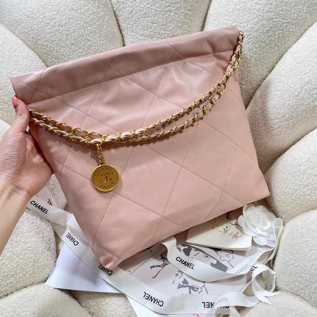 CHANEL 22 SMALL HANDBAG AS3260 light pink