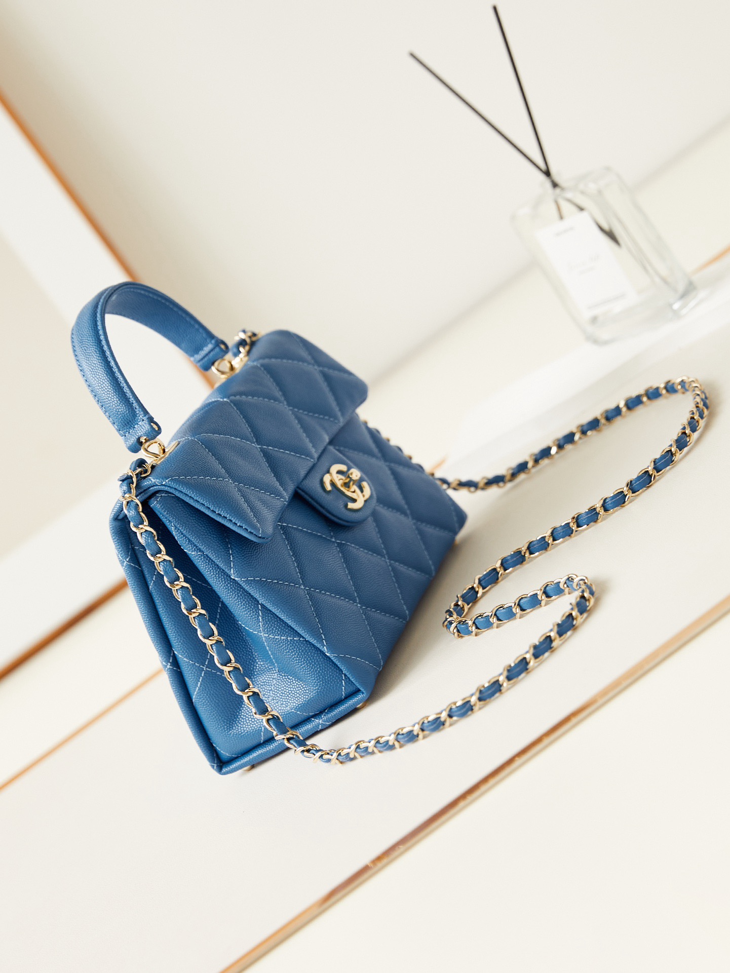 Chanel FLAP BAG WITH TOP HANDLE AS4711 BLUE