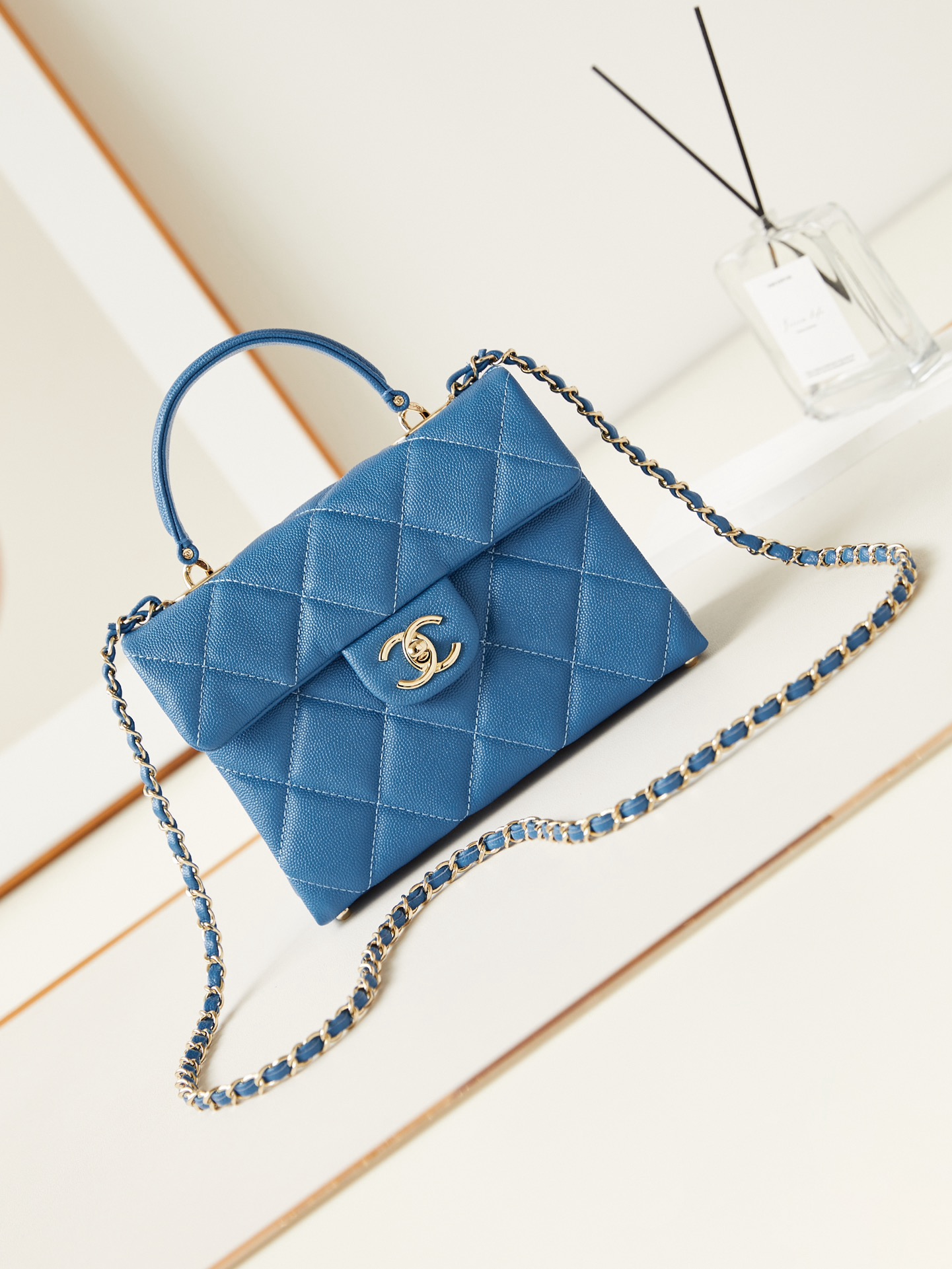 Chanel FLAP BAG WITH TOP HANDLE AS4711 BLUE