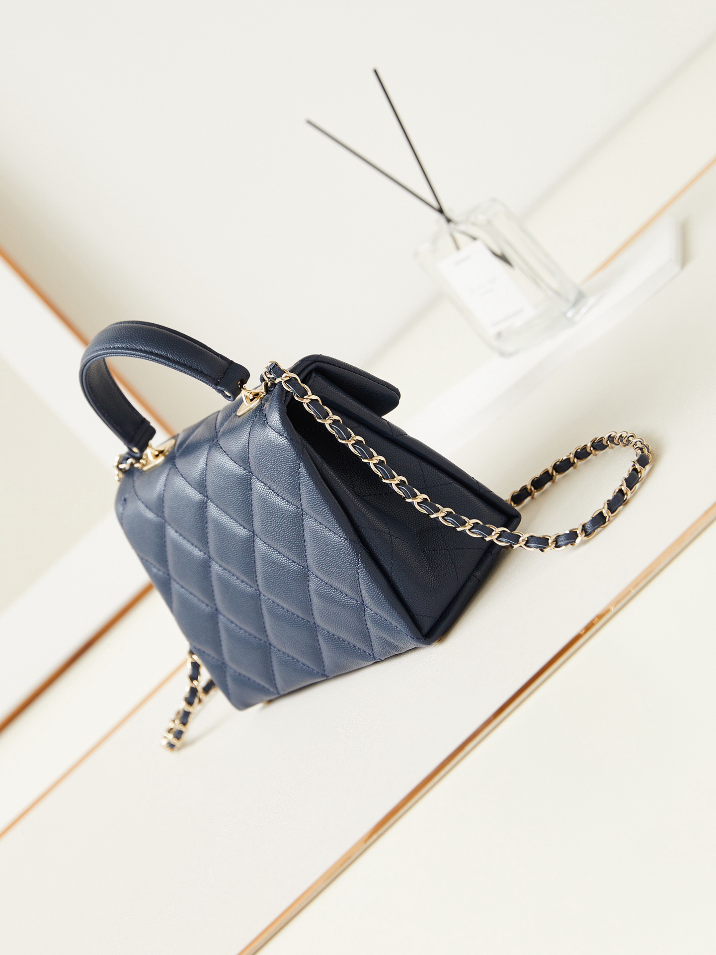 Chanel FLAP BAG WITH TOP HANDLE AS4711 DARK BLUE