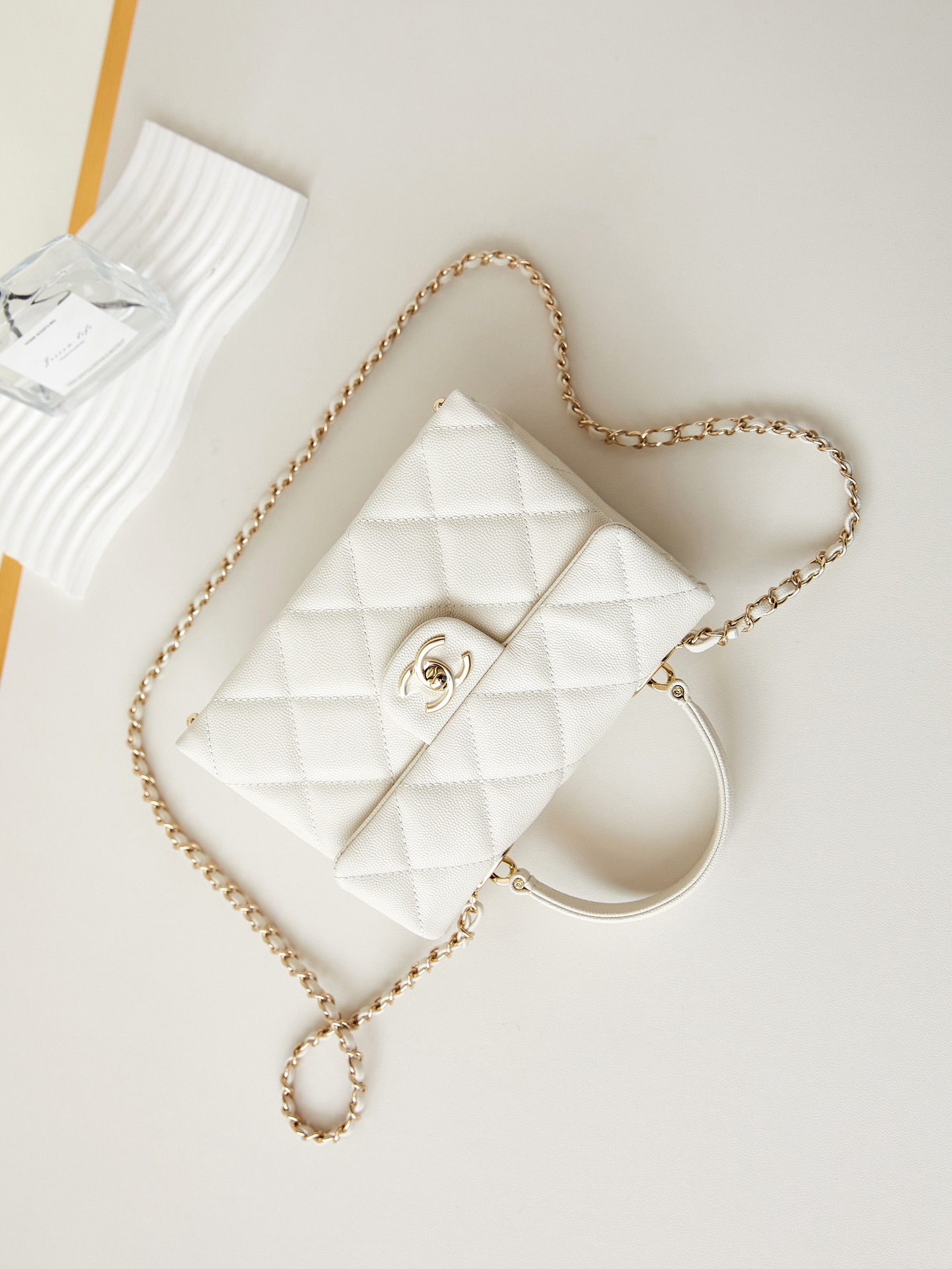 Chanel FLAP BAG WITH TOP HANDLE AS4711 WHITE