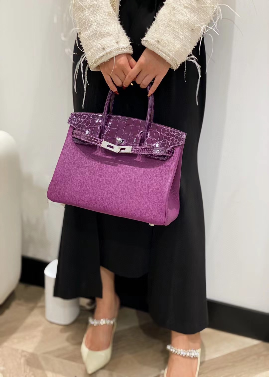 Hermes Birkin Bag Original Leather crocodile togo HBK2530 Purple