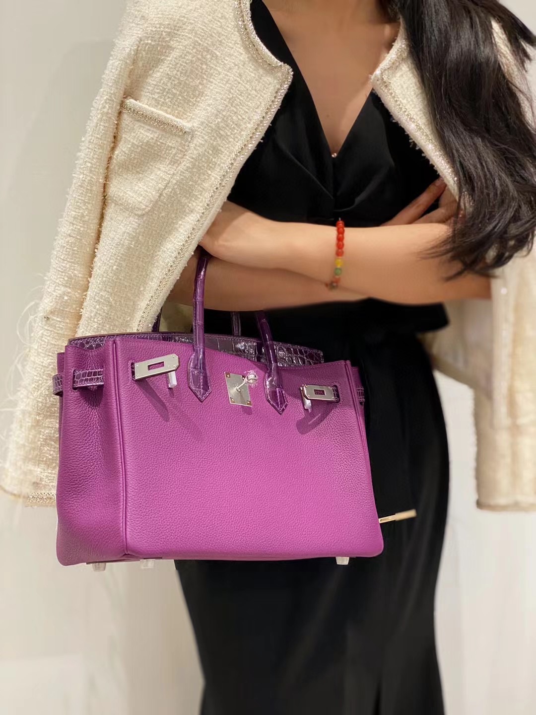 Hermes Birkin Bag Original Leather crocodile togo HBK2530 Purple