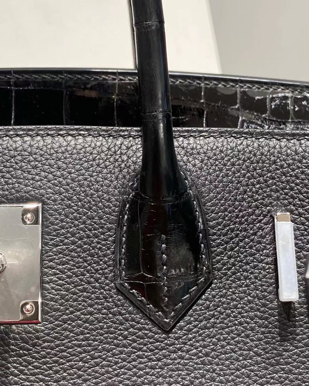 Hermes Birkin Bag Original Leather crocodile togo HBK2530 black&Silver