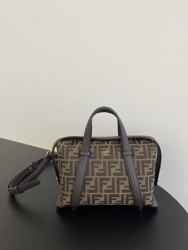 Fendi Cmon Medium Brown FF jacquard fabric and leather bag 3669