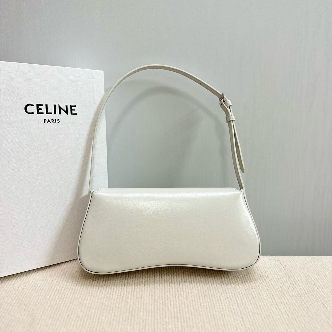 CELINE MEDIUM CELINE LOLA BAG IN SHINY CALFSKIN BLANC DE BLANC 115532 white