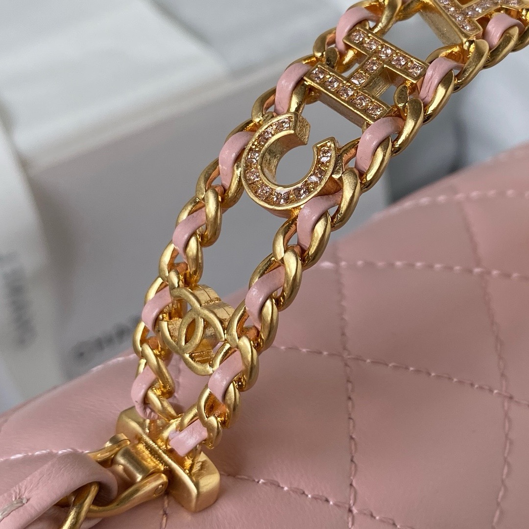 CHANEL FLAP PHONE HOLDER WITH CHAIN AS4362 PINK