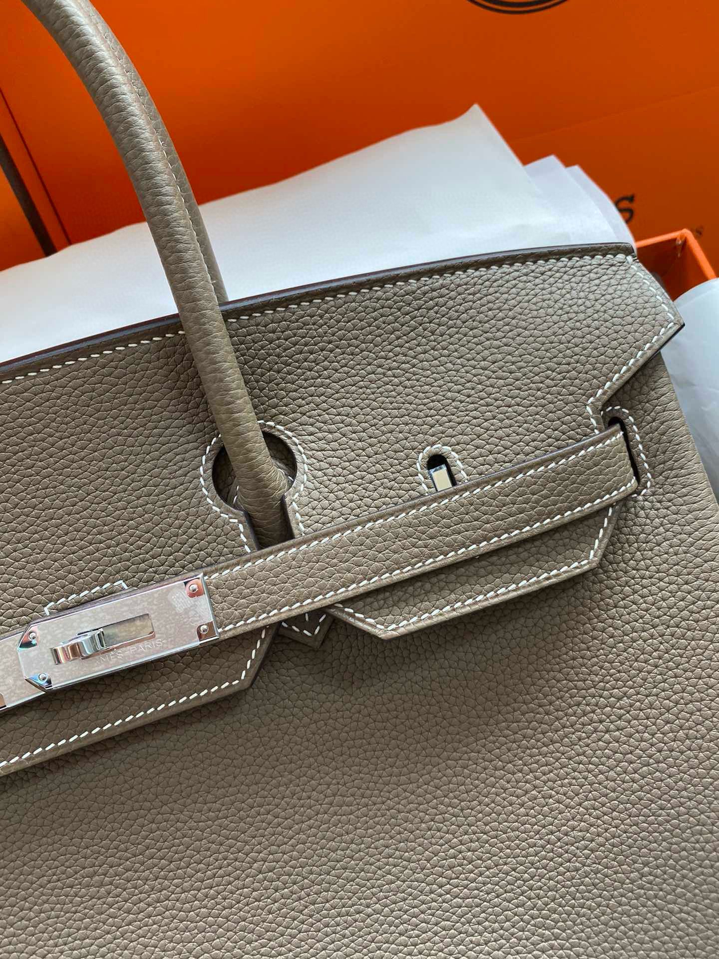 Hermes Birkin Tote Bag Original Togo Leather BK35 Elephant Gray