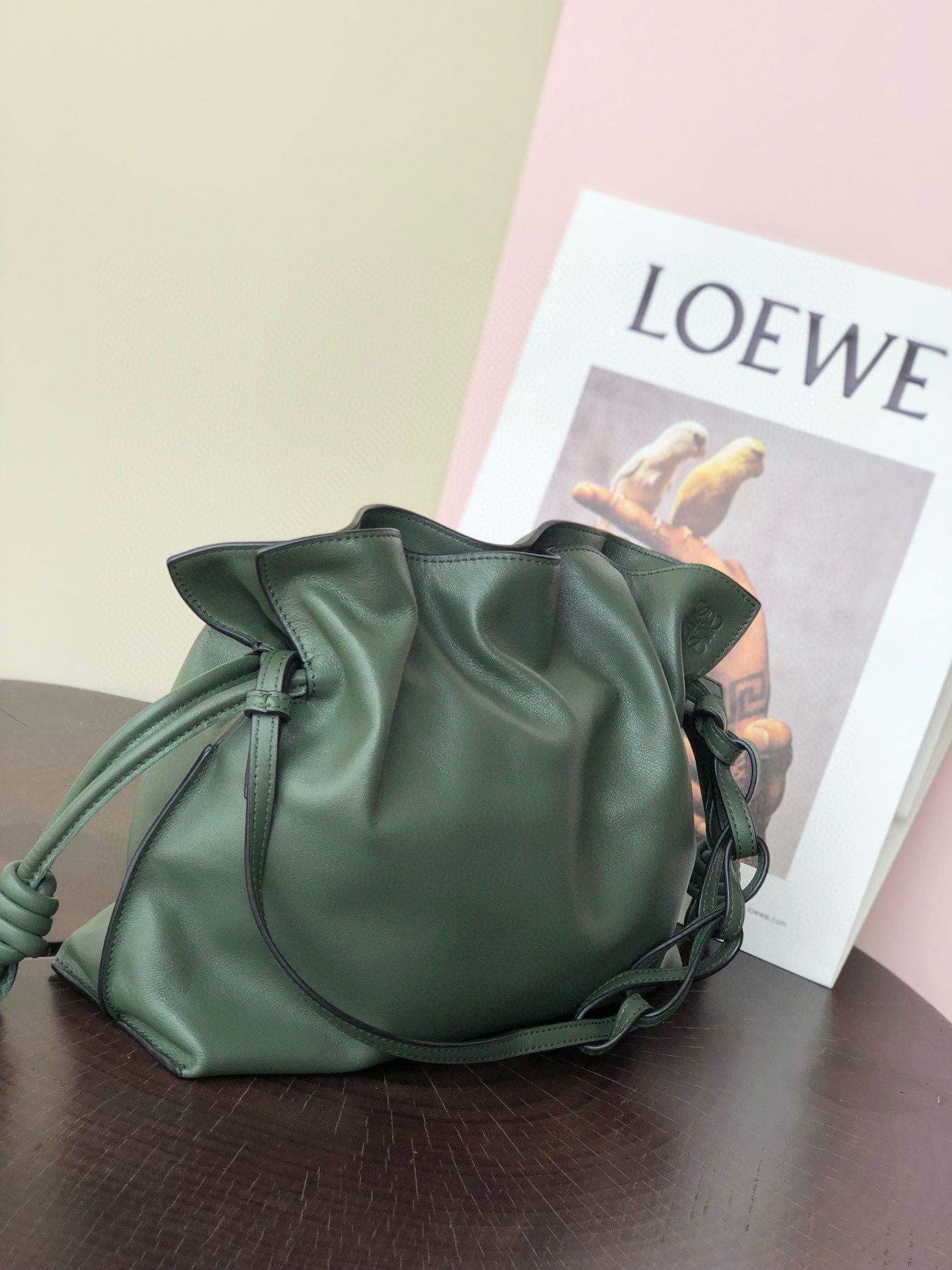 Loewe Flamenco Clutch Bag Original Leather LE0556 Dark green