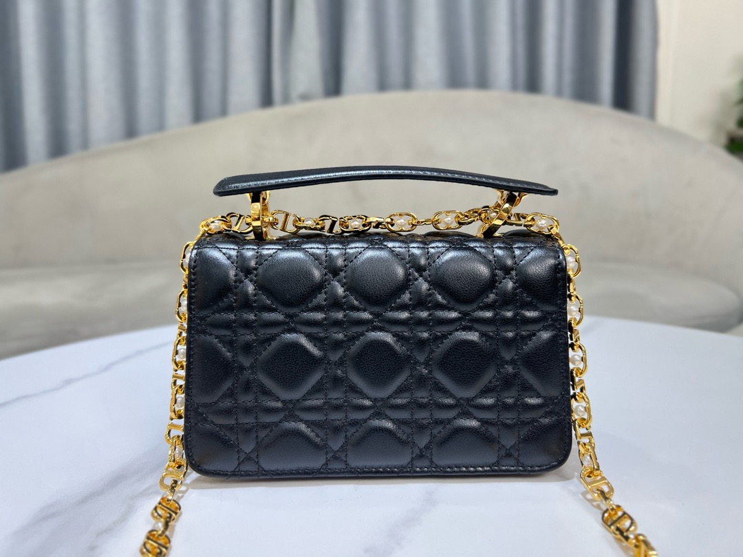 Mini Dior Jolie Top Handle Bag Black Cannage Calfskin M9272U