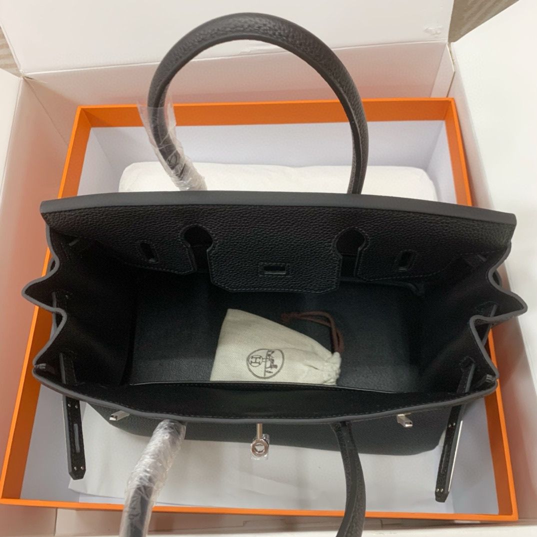 Hermes Original Togo Leather 30CM HB30O Black&Silver Hardware