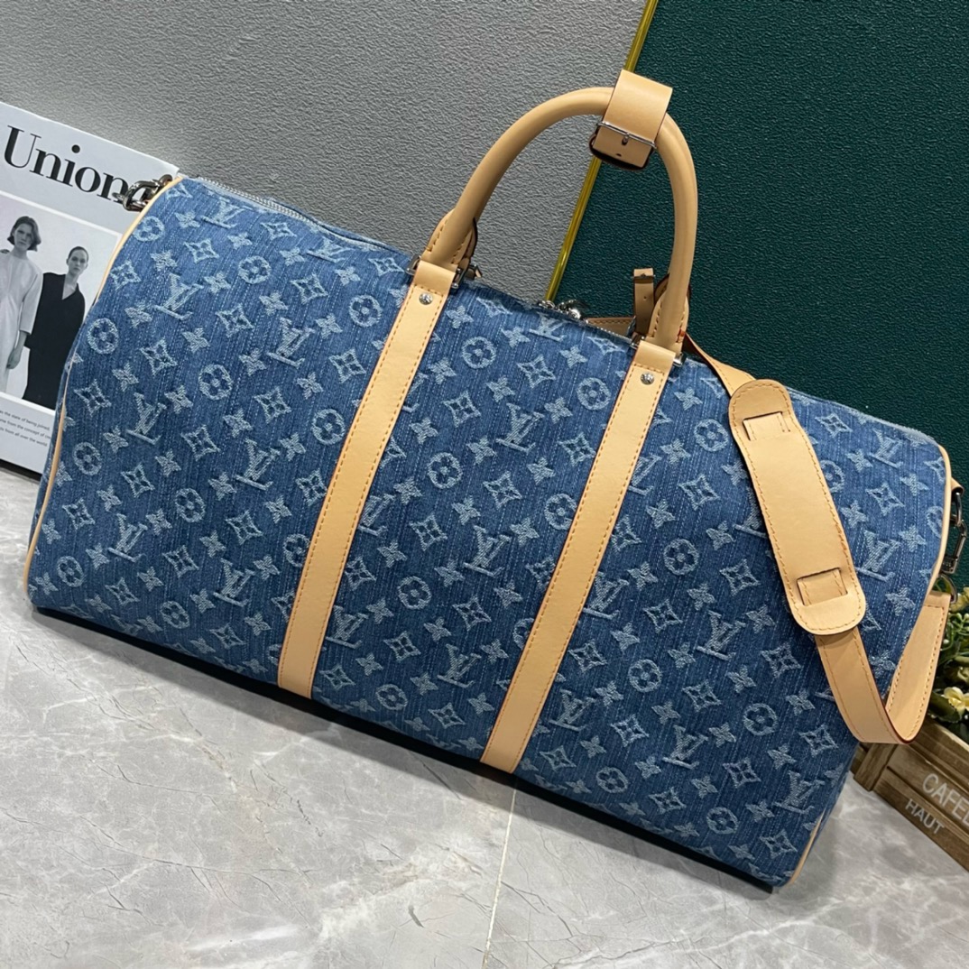 Louis Vuitton CUSTOMIZABLE Keepall Bandouliere 50 M41416 Denim Blue