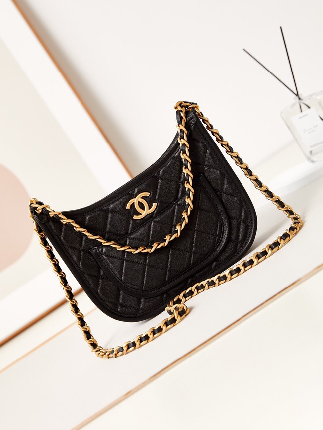 CHANEL HOBO HANDBAG Calfskin AS4666 black