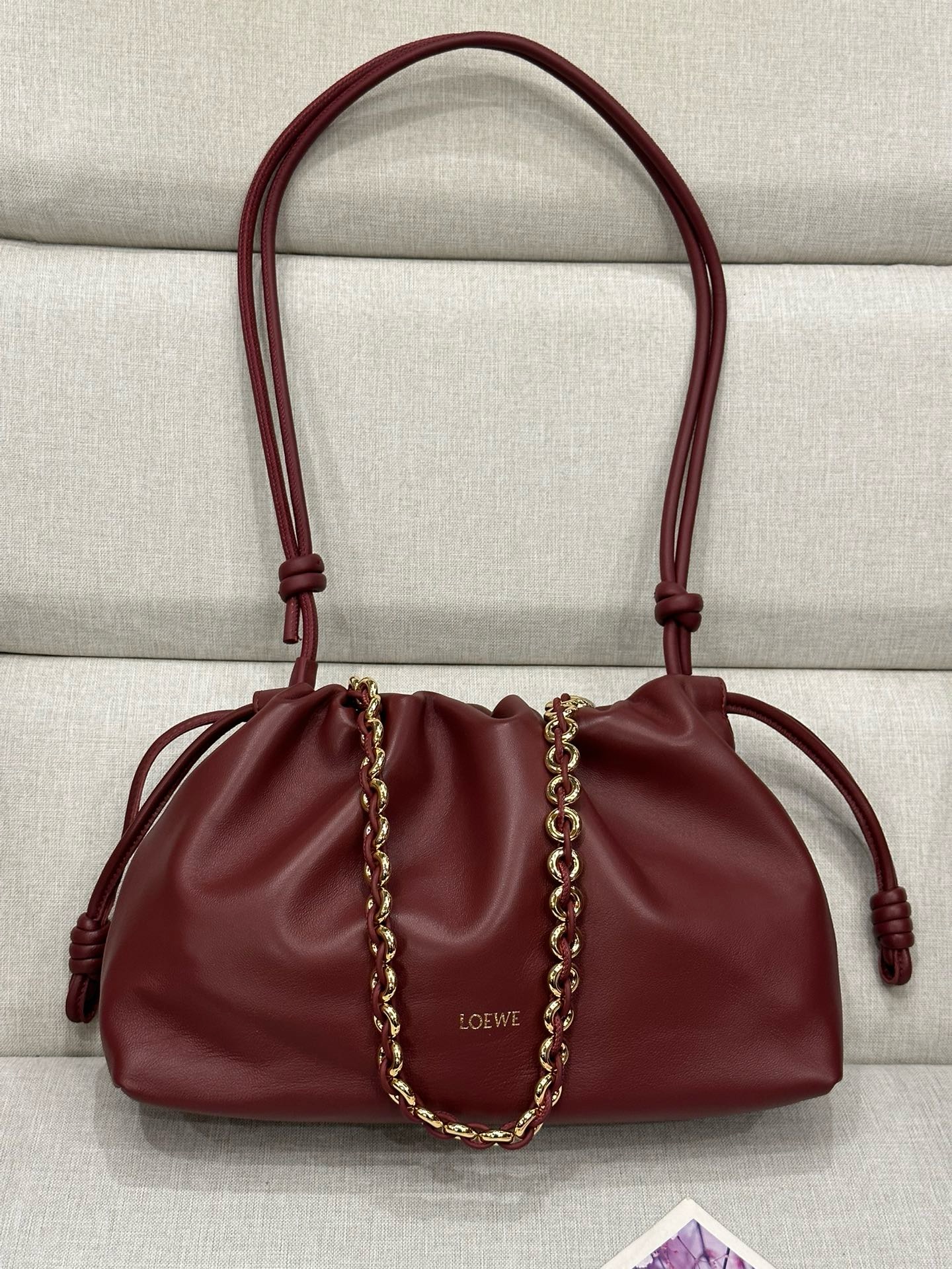 Loewe Napa Lamb Leather Flamenco Purse 80696 Burgundy