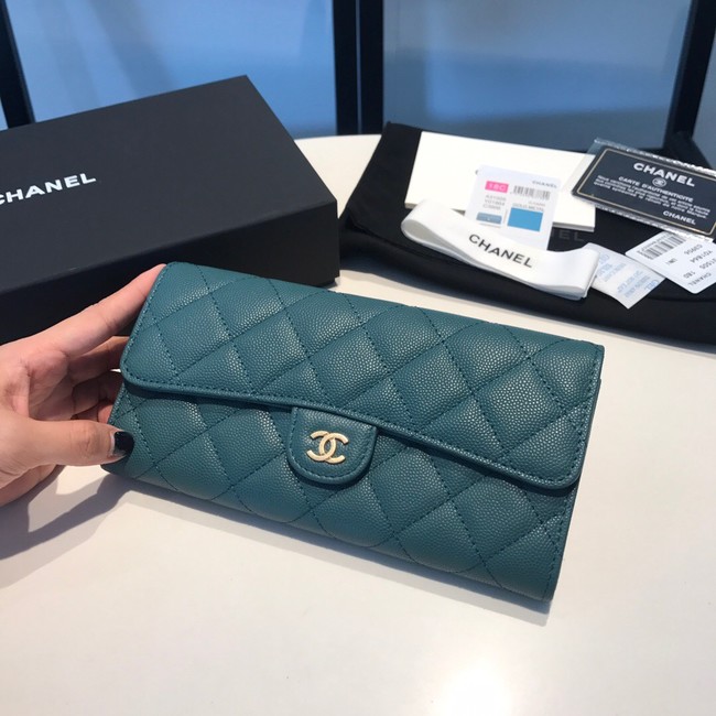 CHANEL FLAP WALLET 31505 Dark Green