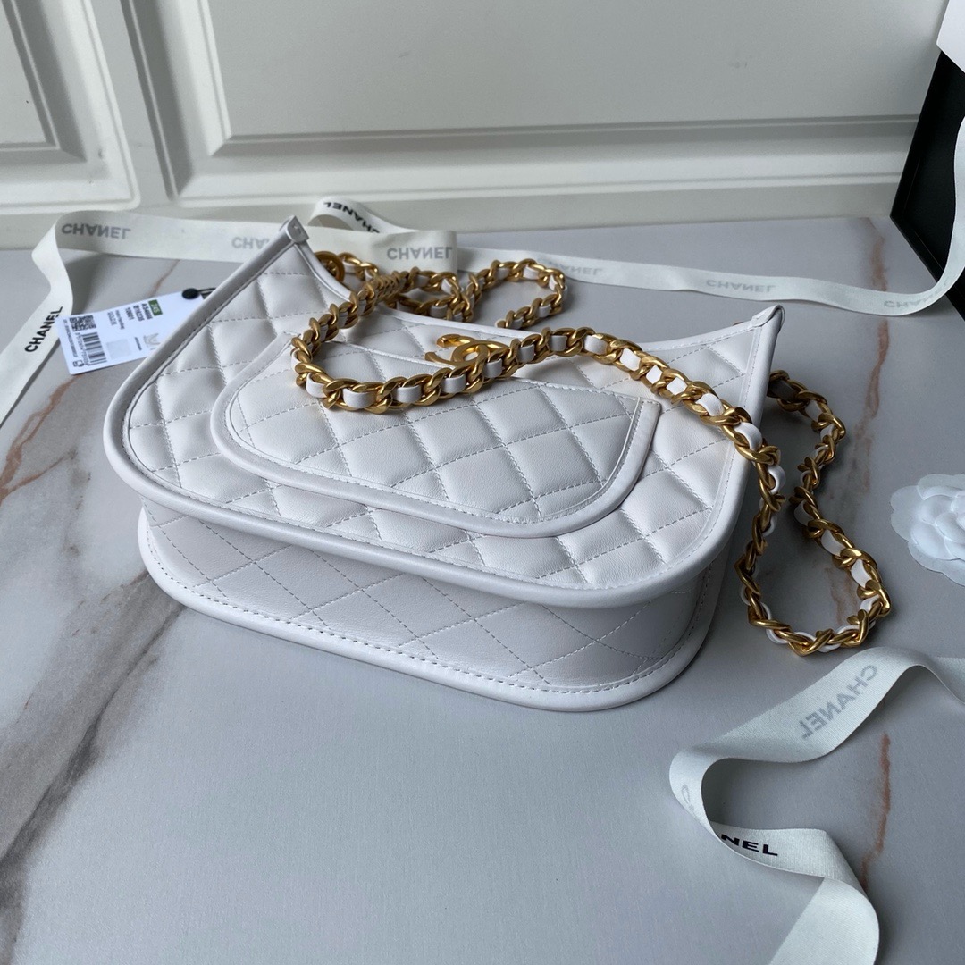 CHANEL HOBO HANDBAG Calfskin AS4666 white