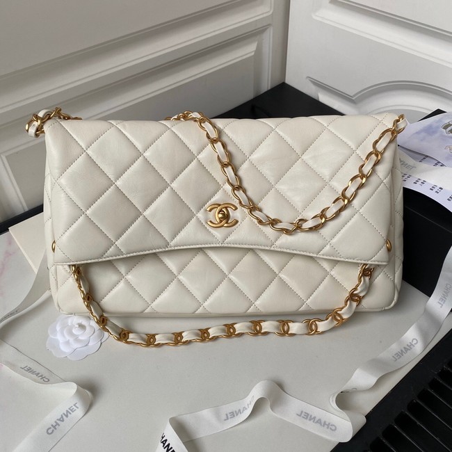 Chanel Shoulder Bag Lambskin & Gold-Tone Metal AS4777 white