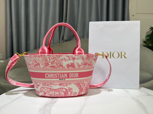 Dior HAT BASKET BAG Natural Multicolor Albero della Vita Embroider M1328CES rosr